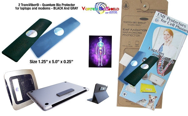 2 Quantum Radiation Protection for Laptop, Desktop and Modems - TransViber®  - GRAY and BLACK