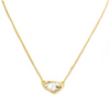 New Product - Matte Gold Necklace with Clear Crystal Pendant 16" + 2" Extender