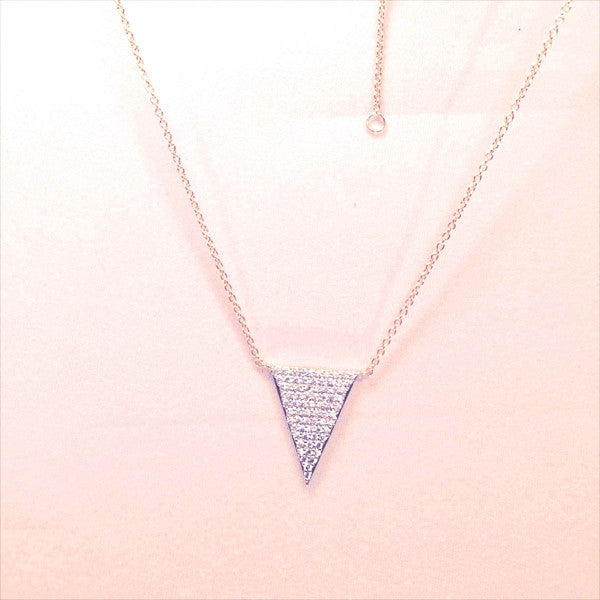 New Product - Antique Gold Chain with Triangle Crystal Zircon Pave Pend 16"+2