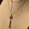 81 Amethyst Semi-Precious Pendant with Tassel Necklace Length: 30"  Stone: Semi-Precious