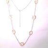 New Product - Silver Tone Chain Gold Oval Clear Cubic Zirconia Stations 36"