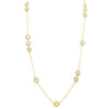 EMF Protection Jewelry - NE-3776 HEM - Gold Chain Long Necklace with Clear Cubic Zirconia Stations