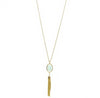 92 Jade Semi-Precious Pendant with Tassel Necklace Length: 30"  Stone: Semi-Precious