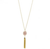 81 Amethyst Semi-Precious Pendant with Tassel Necklace Length: 30"  Stone: Semi-Precious