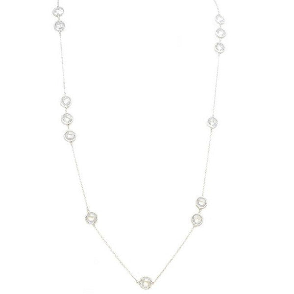 EMF Jewelry - Silver Chain Necklace with Cubic Zirconia Stations Quantum EMF BioShield Quantum Protector