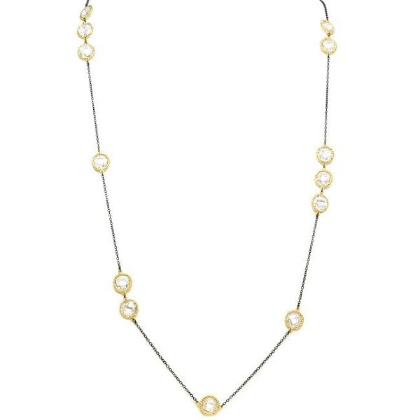 79  EMF Jewelry Gunmetal Chain Necklace with Cubic Zirconia Stations Quantum EMF BioShield Quantum Protector