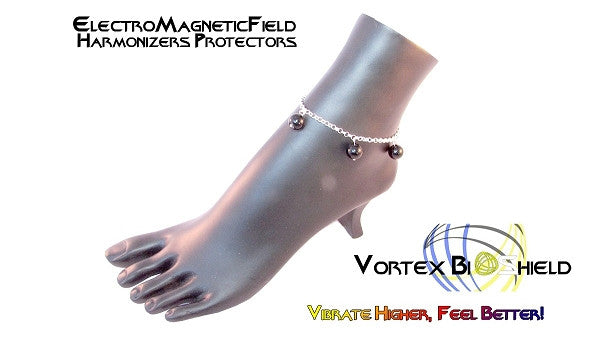 New Product - BLACK  Globe Silver Anklet Quantum BioShield Quantum Protector