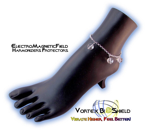 New Product - CLEAR Globe Silver Anklet  Quantum BioShield Quantum Protector