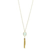 92 Jade Semi-Precious Pendant with Tassel Necklace Length: 30"  Stone: Semi-Precious