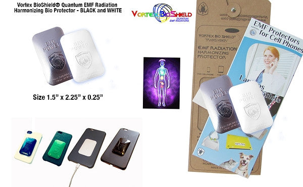 2 Quantum Vortex BioShield® EMF Cell Phone Radiation Bio Protectors Harmonizers Black/White